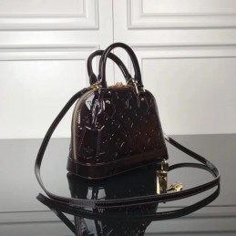 Replica Louis Vuitton Burgundy Patent Embossed Monogram Alma BB