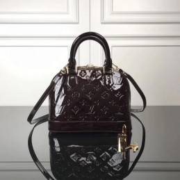 Replica Louis Vuitton Burgundy Patent Embossed Monogram Alma BB