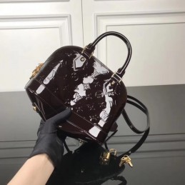 Replica Louis Vuitton Burgundy Patent Embossed Monogram Alma BB
