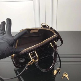 Replica Louis Vuitton Burgundy Patent Embossed Monogram Alma BB