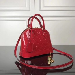 Replica Louis Vuitton Bright Red Patent Embossed Monogram Alma BB