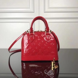 Replica Louis Vuitton Bright Red Patent Embossed Monogram Alma BB