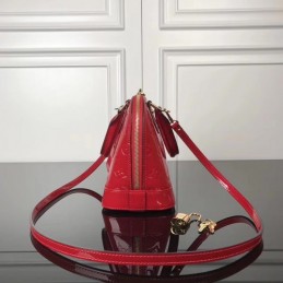 Replica Louis Vuitton Bright Red Patent Embossed Monogram Alma BB