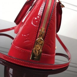 Replica Louis Vuitton Bright Red Patent Embossed Monogram Alma BB