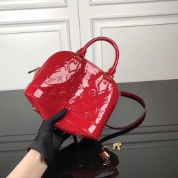 Replica Louis Vuitton Bright Red Patent Embossed Monogram Alma BB
