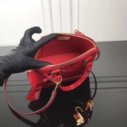 Replica Louis Vuitton Bright Red Patent Embossed Monogram Alma BB