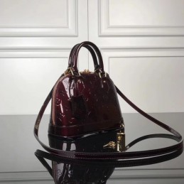 Replica Louis Vuitton Deep Burgundy Patent Embossed Monogram Alma BB