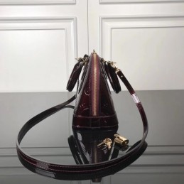 Replica Louis Vuitton Deep Burgundy Patent Embossed Monogram Alma BB