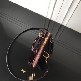 Replica Louis Vuitton Deep Burgundy Patent Embossed Monogram Alma BB