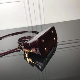 Replica Louis Vuitton Deep Burgundy Patent Embossed Monogram Alma BB