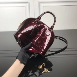 Replica Louis Vuitton Deep Burgundy Patent Embossed Monogram Alma BB