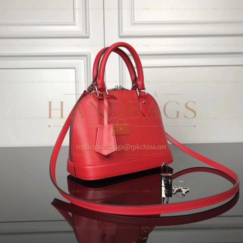 Replica Louis Vuitton Red Textured Alma BB - Style 2