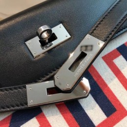 Replica Hermes Black Geometric Print Kelly 28 Bag
