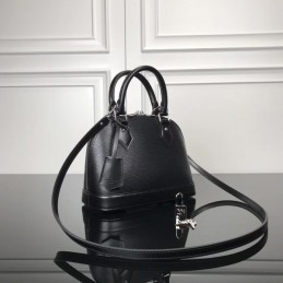 Replica Louis Vuitton Black Textured Alma BB - Style 2