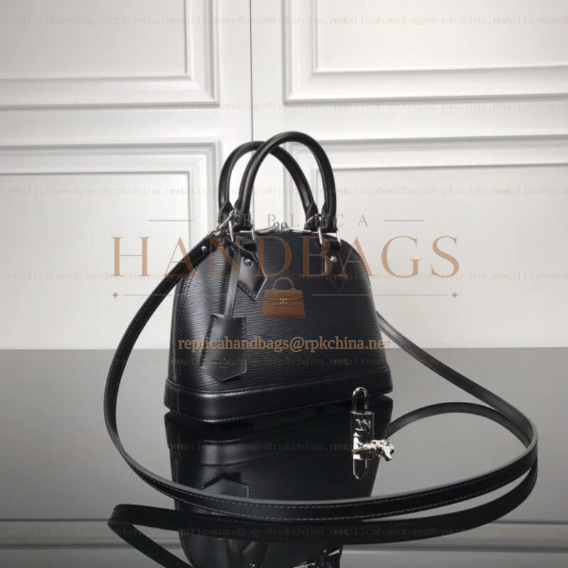 Replica Louis Vuitton Black Textured Alma BB - Style 2