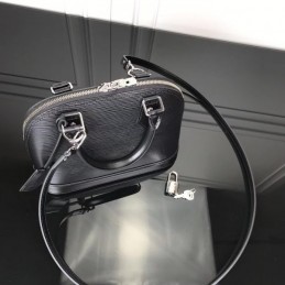 Replica Louis Vuitton Black Textured Alma BB - Style 2