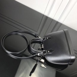 Replica Louis Vuitton Black Textured Alma BB - Style 2