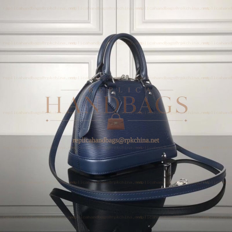Replica Louis Vuitton Navy Blue Textured Alma BB - Style 2