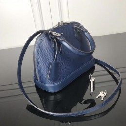 Replica Louis Vuitton Navy Blue Textured Alma BB - Style 2