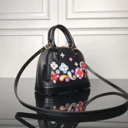Replica Louis Vuitton Black Floral Alma BB