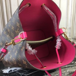 Replica Louis Vuitton Brown Monogram Fuchsia Drawstring Neo Noe MM