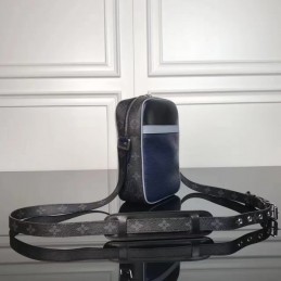 Replica Louis Vuitton Black Monogram Eclipse Blue Trim Danube PM