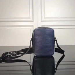 Replica Louis Vuitton Black Monogram Eclipse Blue Trim Danube PM