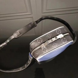 Replica Louis Vuitton Black Monogram Eclipse Blue Trim Danube PM