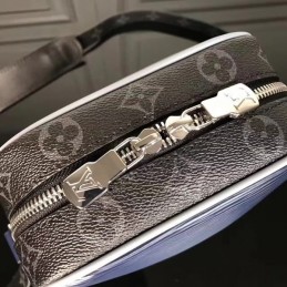 Replica Louis Vuitton Black Monogram Eclipse Blue Trim Danube PM