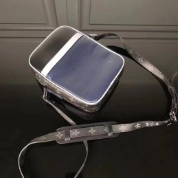 Replica Louis Vuitton Black Monogram Eclipse Blue Trim Danube PM