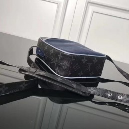 Replica Louis Vuitton Black Monogram Eclipse Blue Trim Danube PM