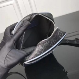 Replica Louis Vuitton Black Monogram Eclipse Blue Trim Danube PM