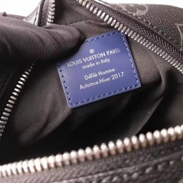 Replica Louis Vuitton Black Monogram Eclipse Blue Trim Danube PM