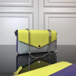 Replica Louis Vuitton Neon Yellow Blue Felicie Pochette