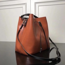 Replica Louis Vuitton Brown Black Trim Lockme Bucket