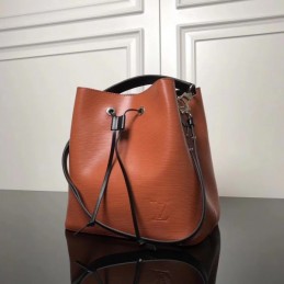 Replica Louis Vuitton Brown Black Trim Lockme Bucket