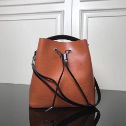 Replica Louis Vuitton Brown Black Trim Lockme Bucket