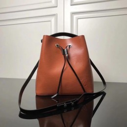 Replica Louis Vuitton Brown Black Trim Lockme Bucket