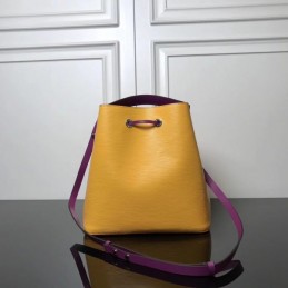Replica Louis Vuitton Mustard Yellow Purple Trim Lockme Bucket