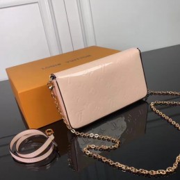 Replica Louis Vuitton Pale Pink Patent Embossed Monogram Felicie Pochette