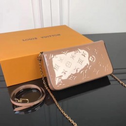 Replica Louis Vuitton Taupe Patent Embossed Monogram Felicie Pochette