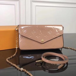 Replica Louis Vuitton Taupe Patent Embossed Monogram Felicie Pochette