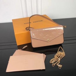 Replica Louis Vuitton Taupe Patent Embossed Monogram Felicie Pochette