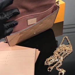Replica Louis Vuitton Taupe Patent Embossed Monogram Felicie Pochette