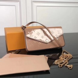 Replica Louis Vuitton Taupe Patent Embossed Monogram Felicie Pochette