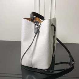 Replica Louis Vuitton White Black Trim Lockme Bucket