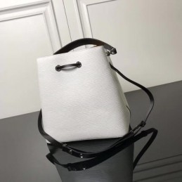 Replica Louis Vuitton White Black Trim Lockme Bucket