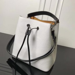 Replica Louis Vuitton White Black Trim Lockme Bucket