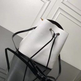 Replica Louis Vuitton White Black Trim Lockme Bucket