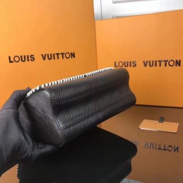 Replica Louis Vuitton Black Red White Stitched Twist MM